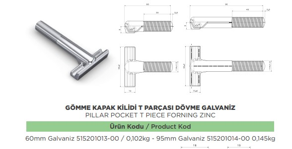 GOMME DORSE KILIDI T PRC 95 MM DOVME GALVENIZ
